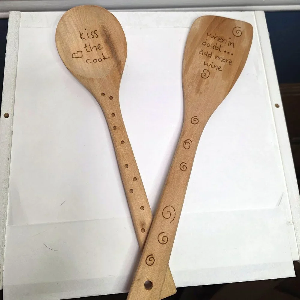 Lot of Two Wooden Spoon Spatula